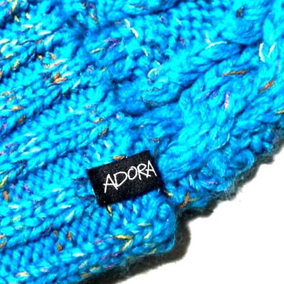 ADORA Hand Knitted Beanie NWOT Blue/Orange - Picture 3 of 3